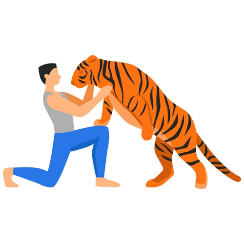 Carnival Circus Theme Tiger Trainer Transparent Sticker